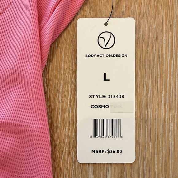 VOGO Athletica L Short Sleeve Twist Front Crescent T-Shirt Top Pink - Picture 7 of 7